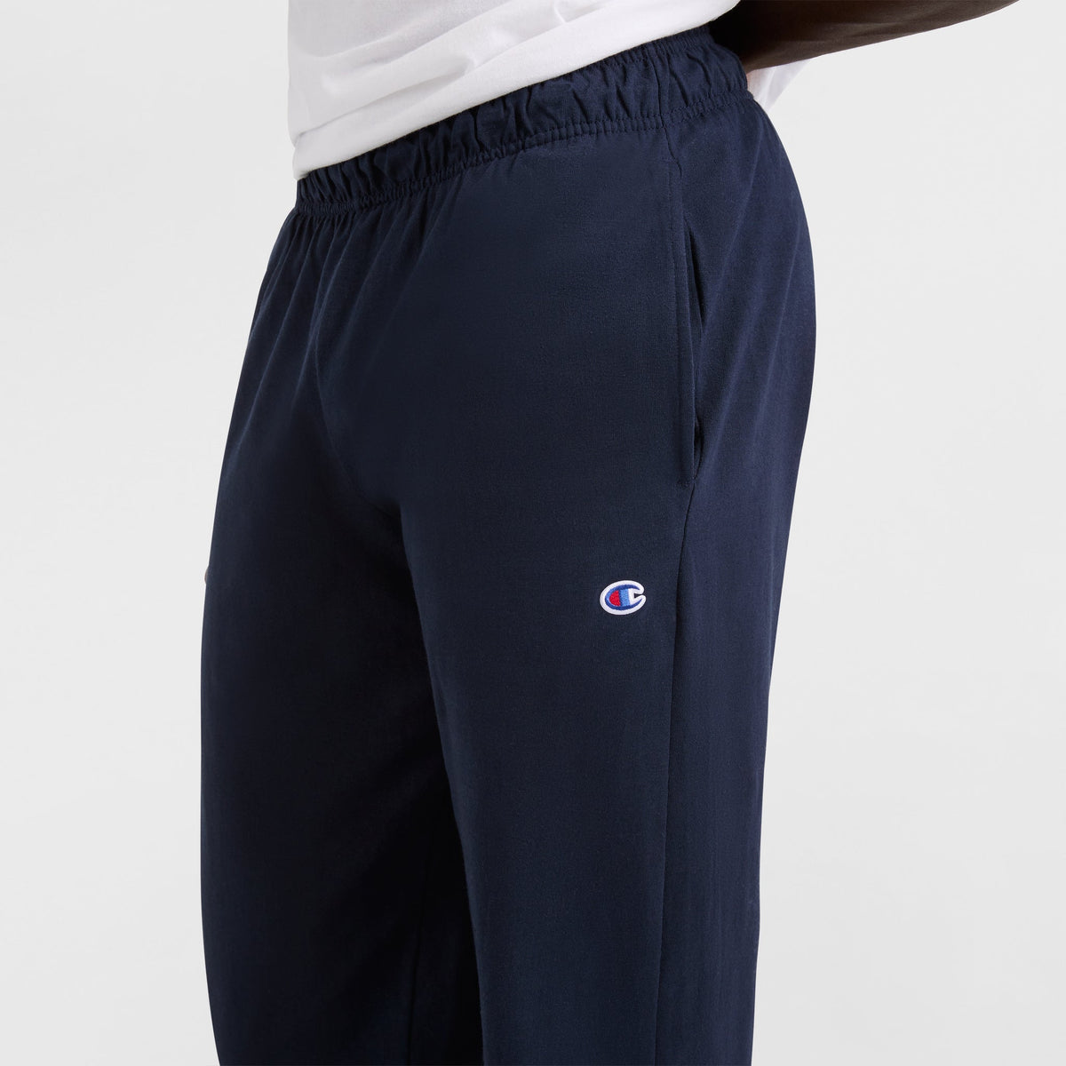 Champion Lightweight Lounge Pants, Cinched Hem, C Logo in Navy