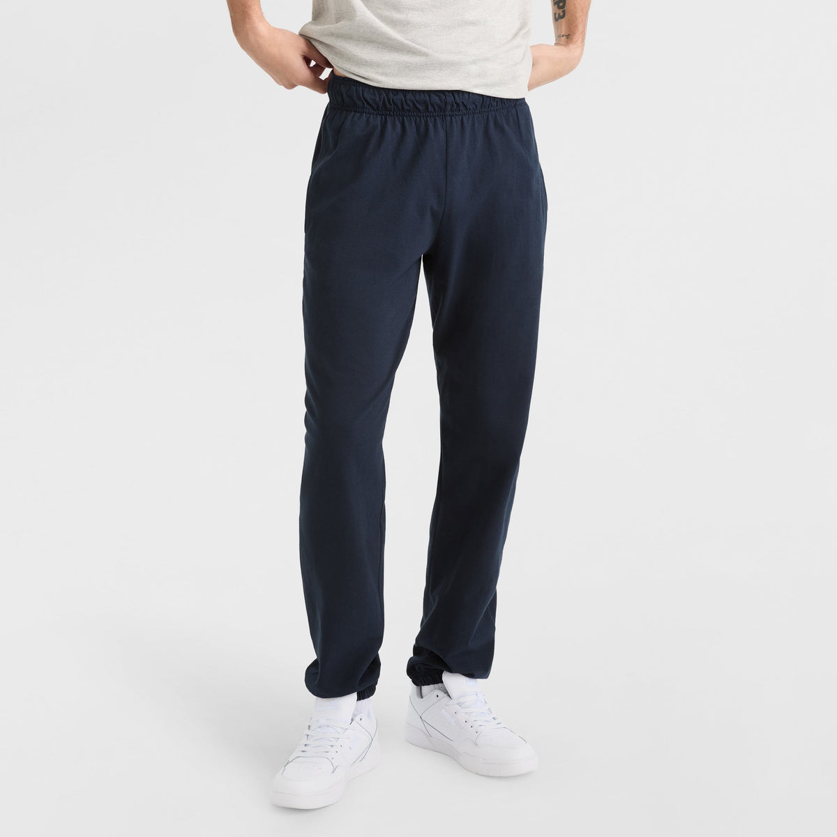 Champion Lightweight Lounge Pants, Cinched Hem, C Logo in Navy