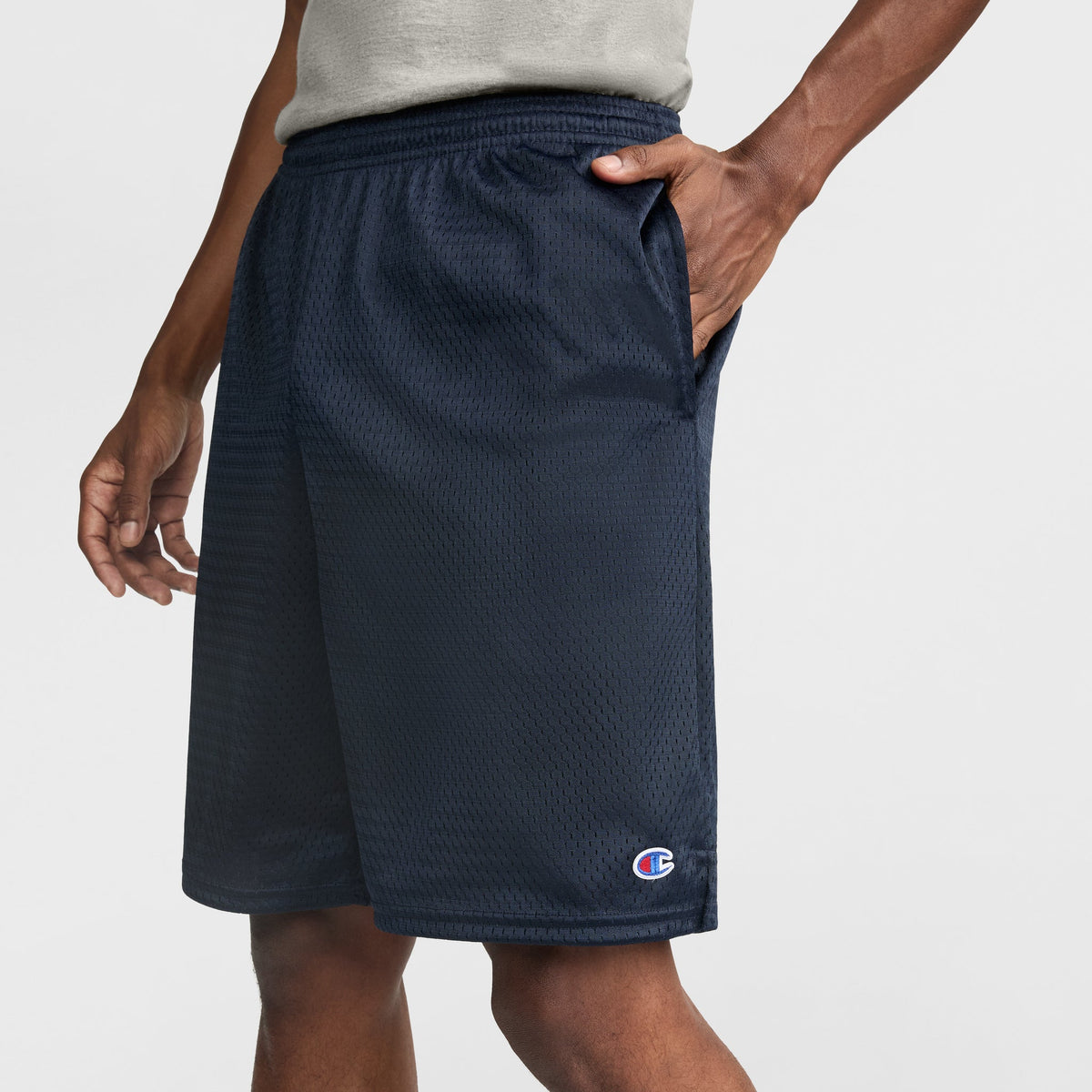 Champion 9" Classic Mesh Shorts, C Logo in Navy
