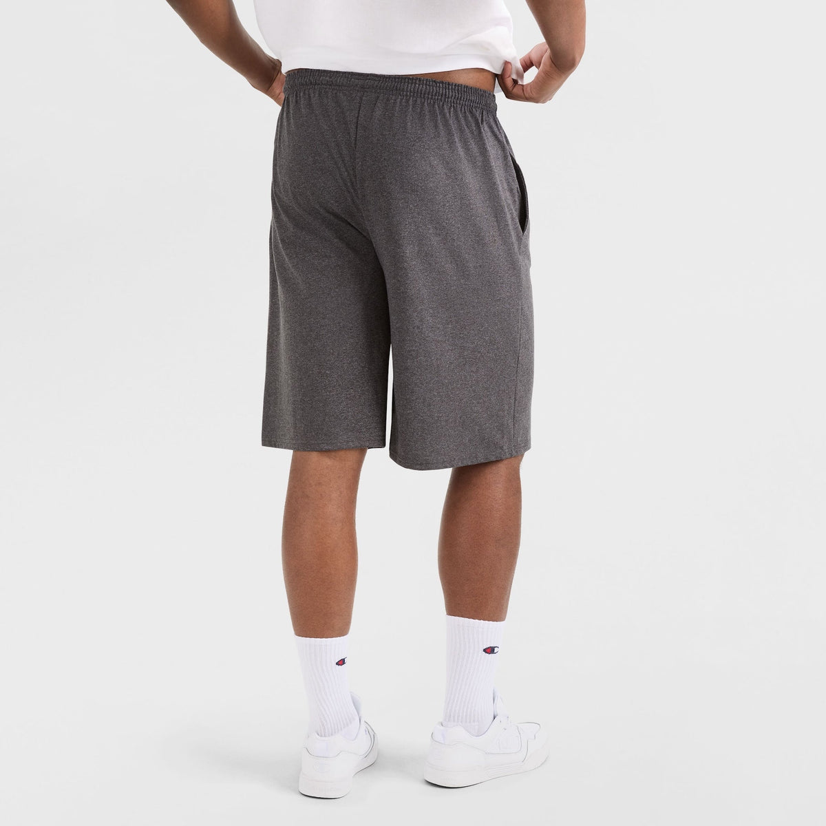 Champion Lightweight Lounge Shorts, C Patch Logo - Big & Tall in Granite Heather