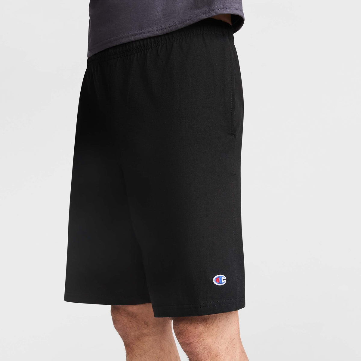 Champion 9" Lightweight Lounge Shorts, C Patch Logo in Black