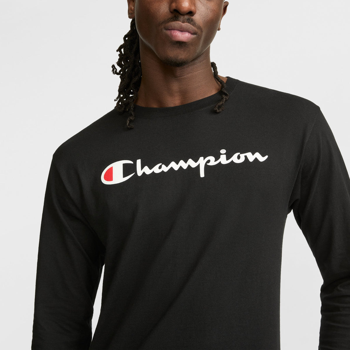 Champion Classic Graphic Long-Sleeve T-Shirt, Script Logo in Black