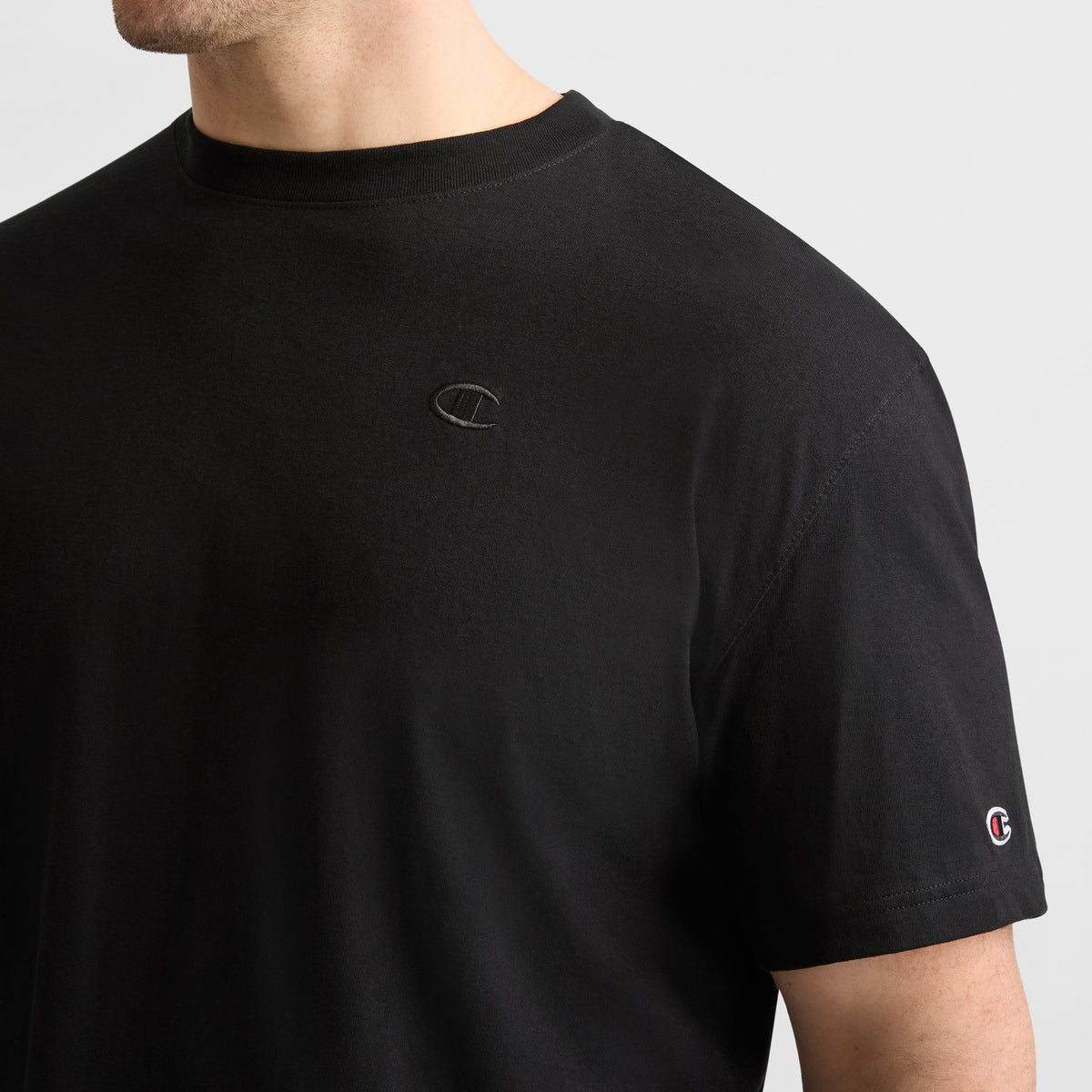 Champion Classic T-Shirt, C Logo - Big & Tall in Black