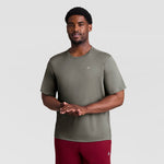 A man wearing an olive green Sport T-Shirt, Reflective C Logo - Big & Tall and maroon pants.