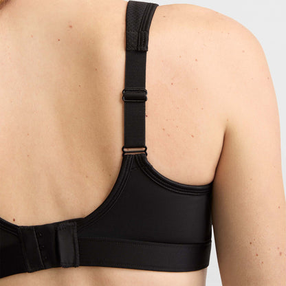 Champion Spot Comfort High-Impact Sports Bra, C Logo in Black