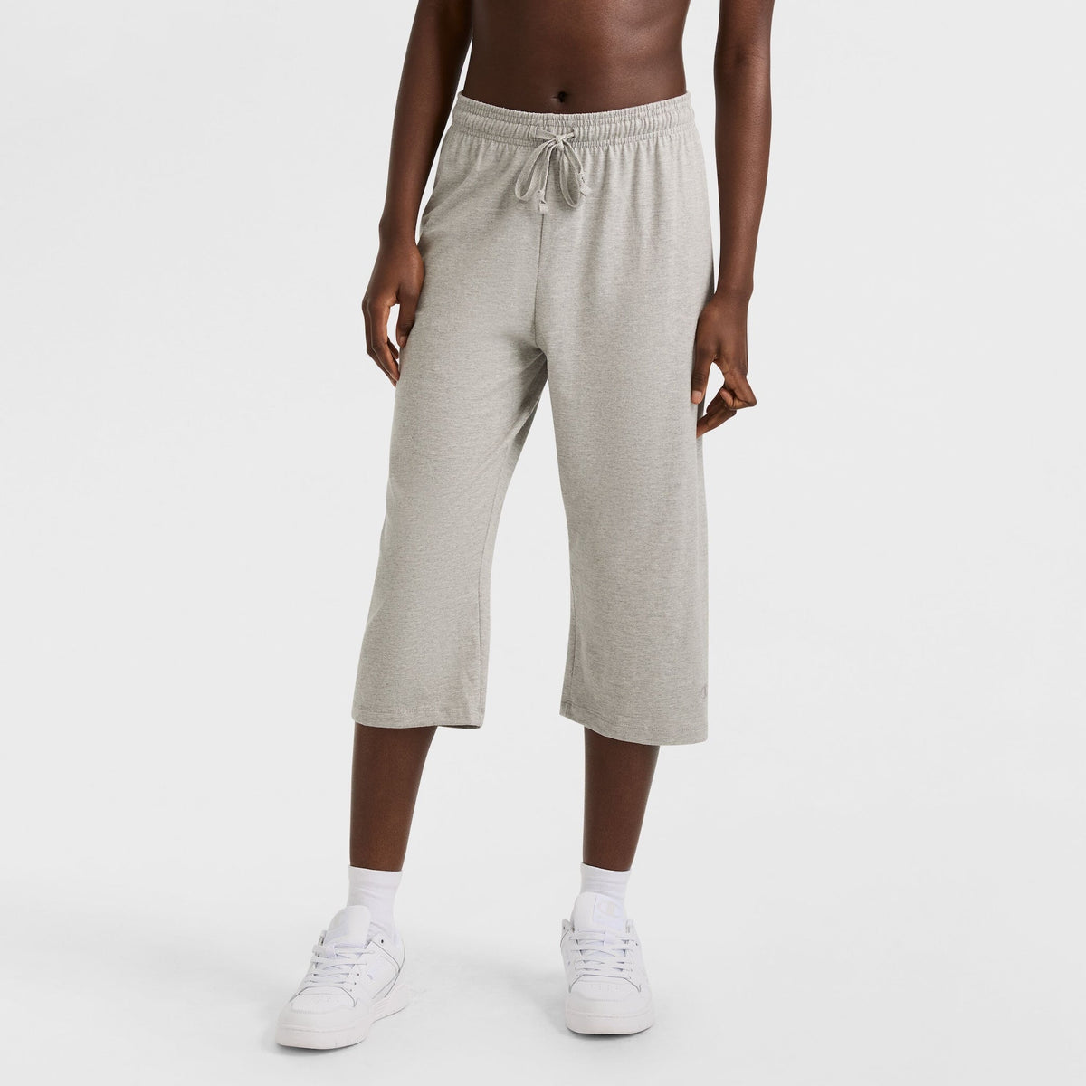 Champion Lightweight Lounge Capri Pants, C Logo in New Manhattan Mist Heather