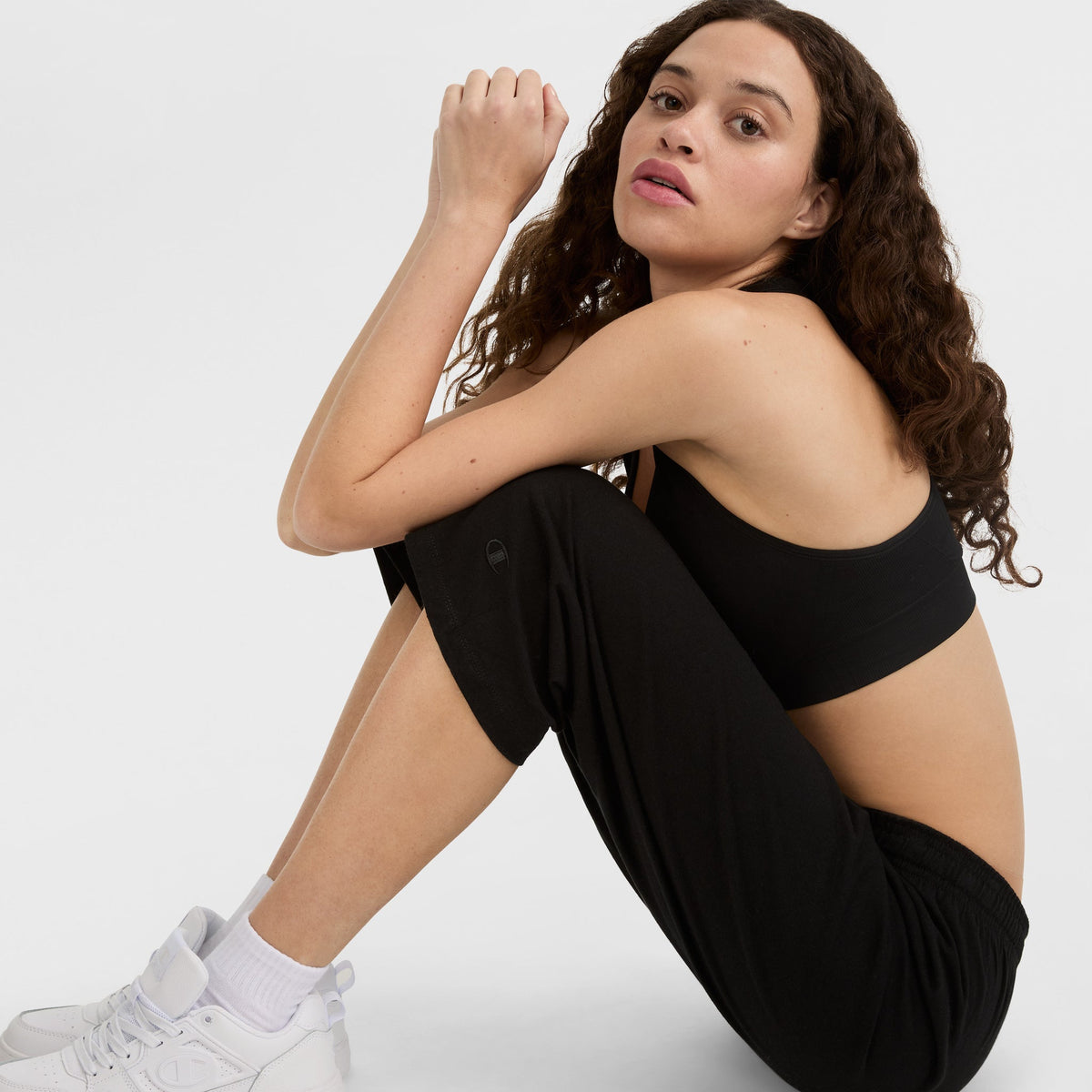 Champion Lightweight Lounge Capri Pants, C Logo in Black