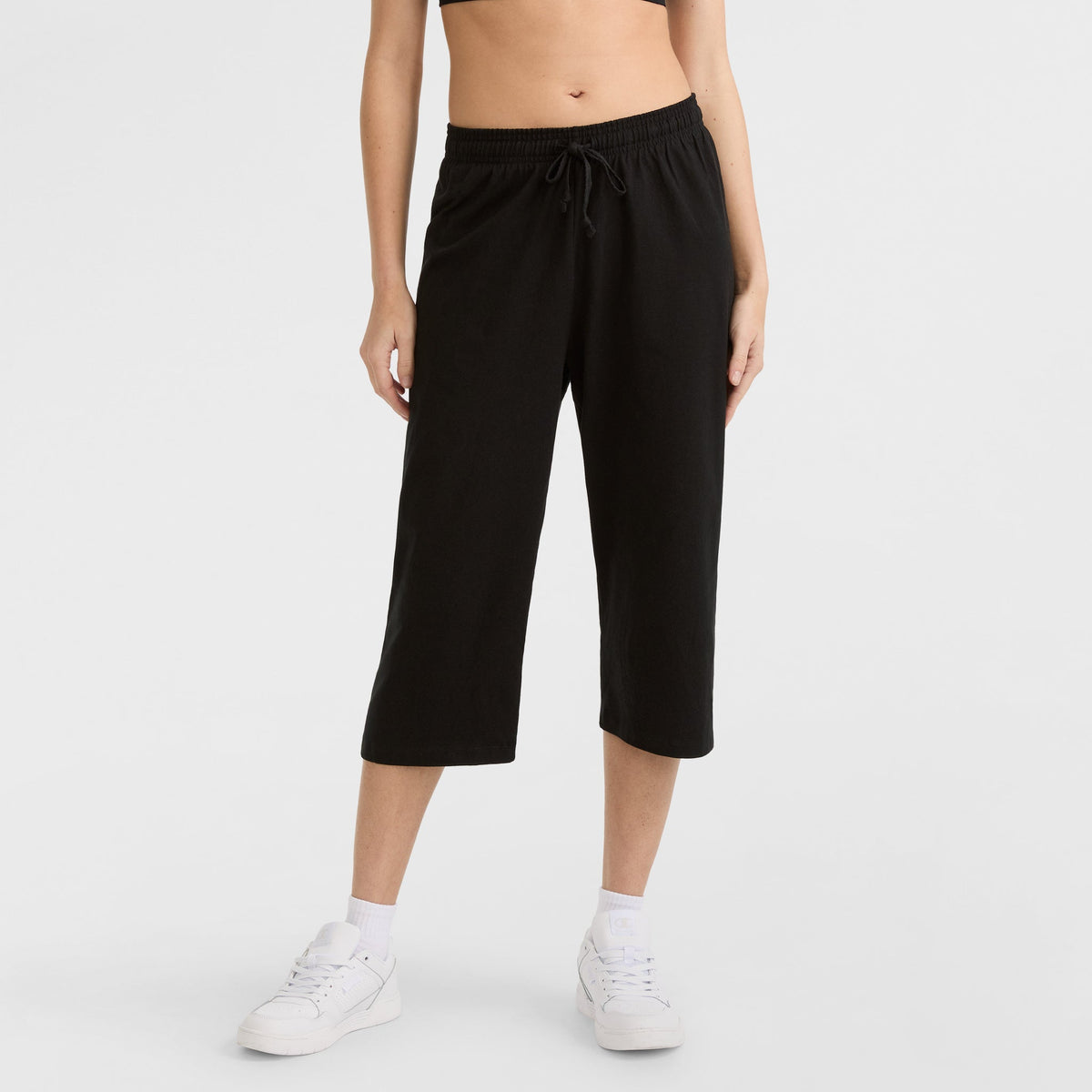 Champion Lightweight Lounge Capri Pants, C Logo in Black
