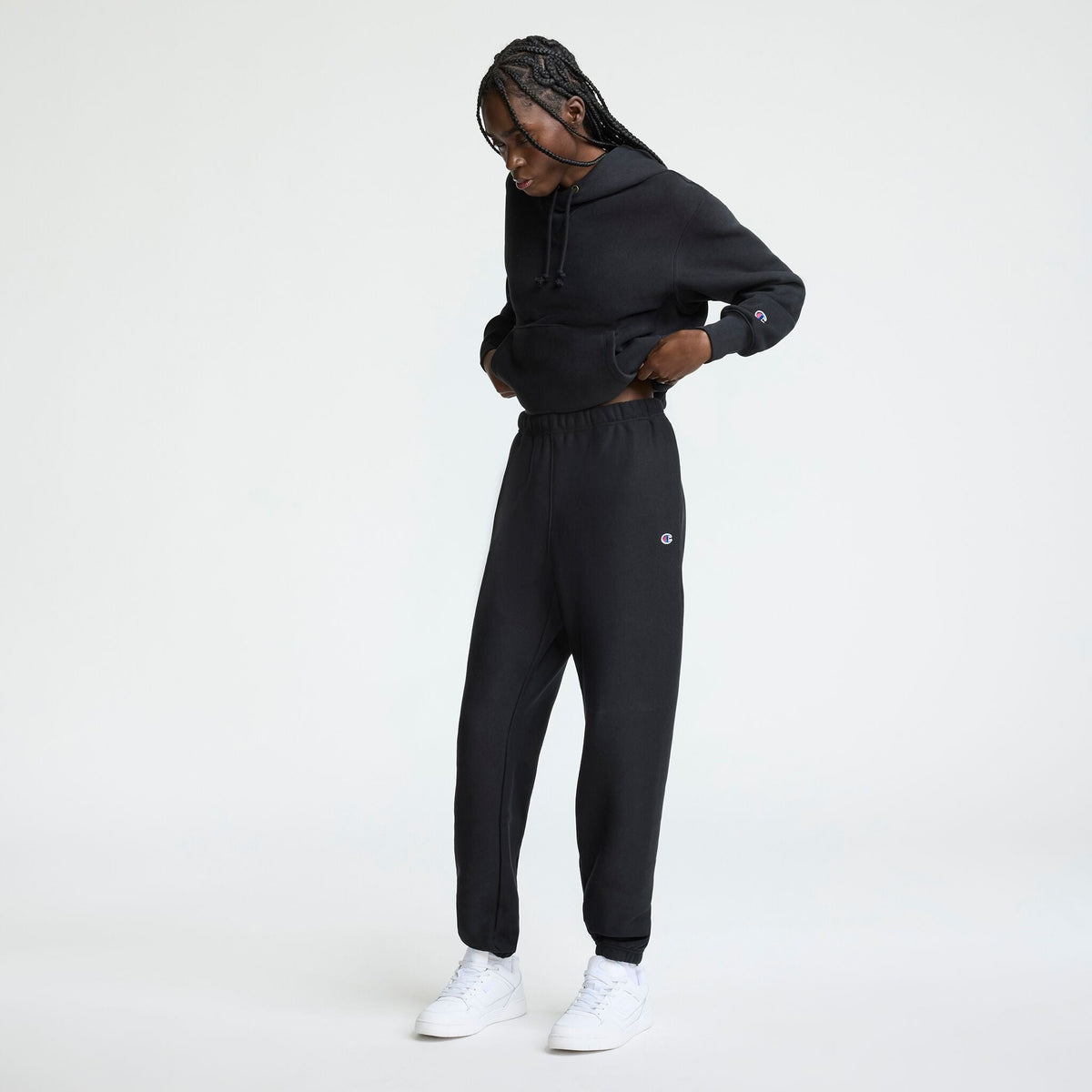 Champion Essentials Reverse Weave Cinched Bottom Sweatpants in Black