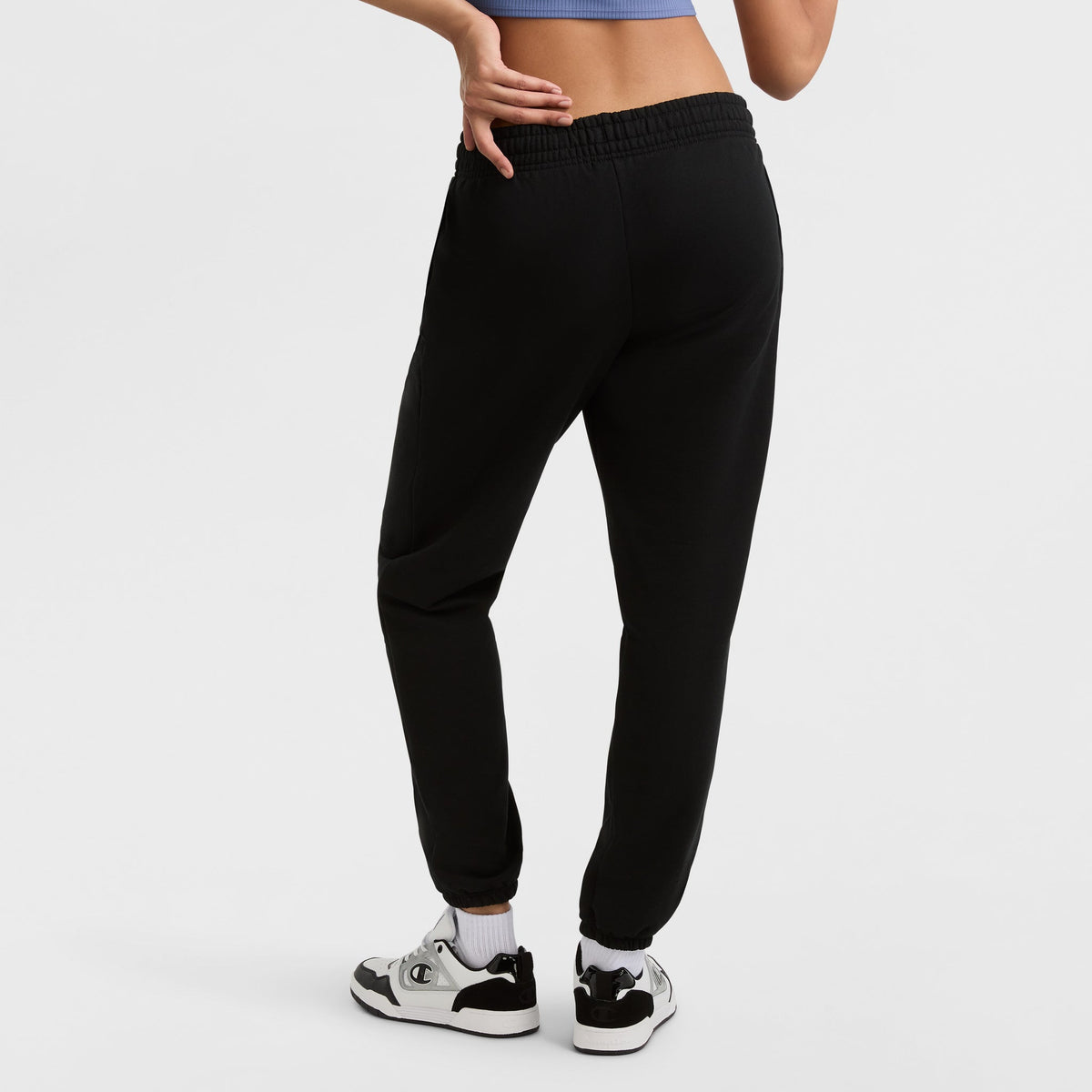 Champion Powerblend Oversized Sweatpants, C Logo in Black