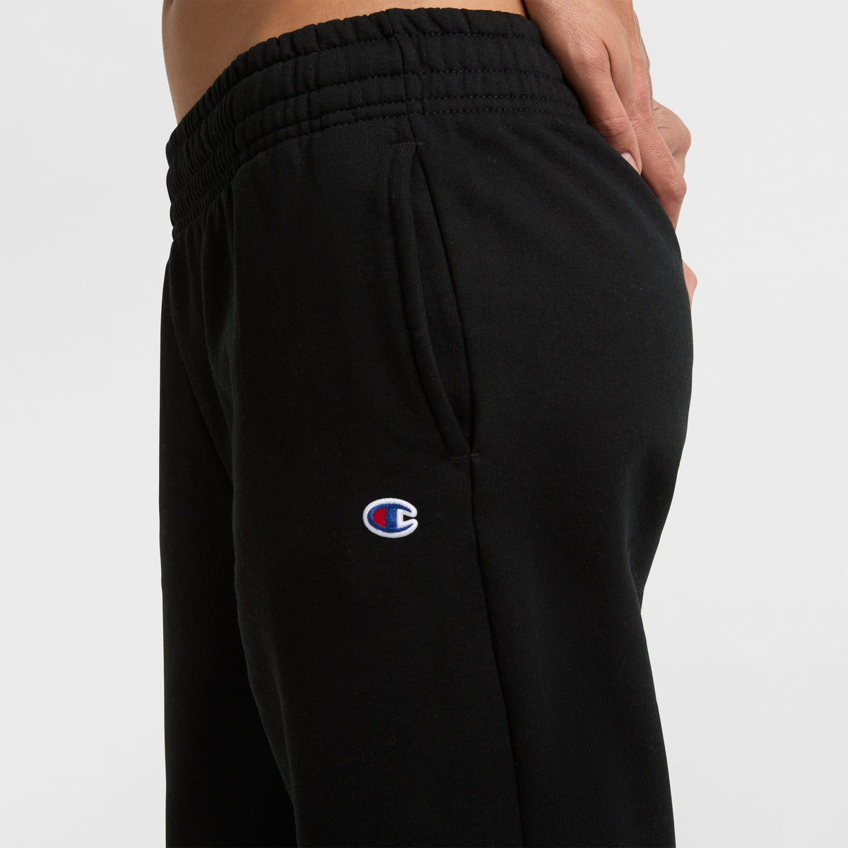 Champion Powerblend Oversized Sweatpants, C Logo in Black