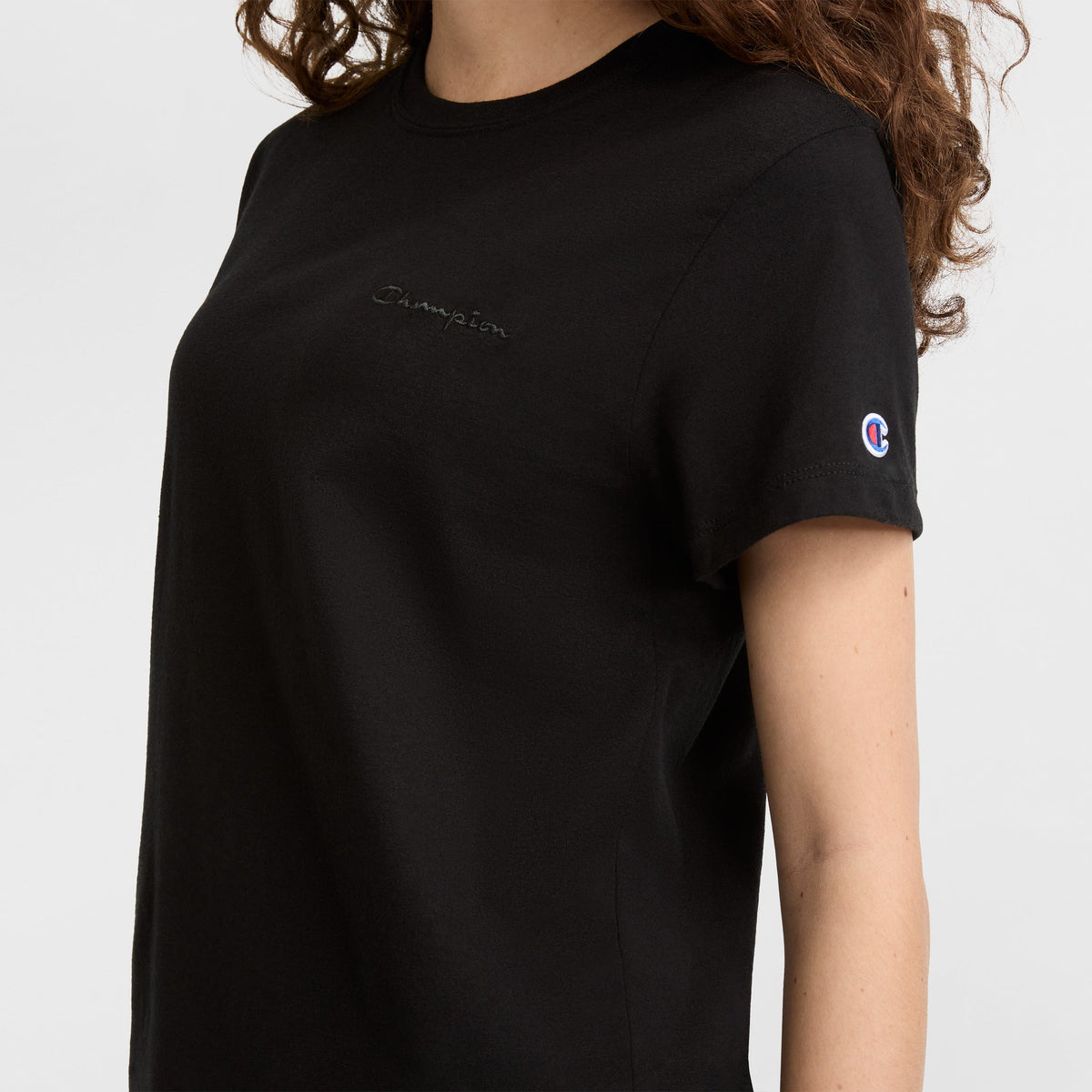 Champion Classic T-Shirt, Tonal Left Chest Script in Black
