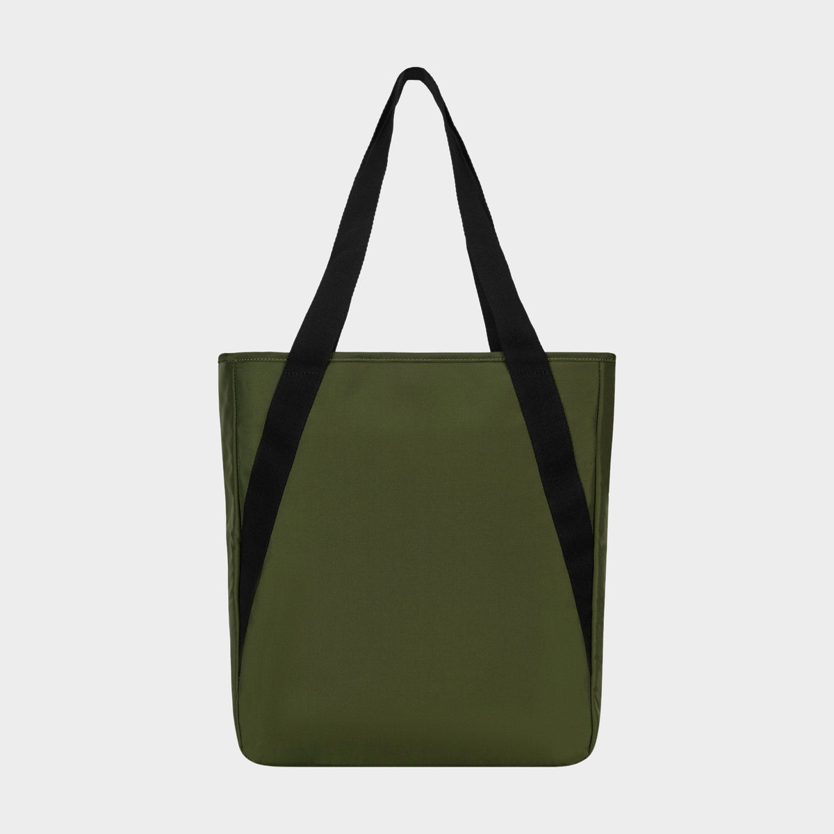 The Champion Lottie Tote is a simple, rectangular olive-green bag with black handles. Unadorned and versatile, this everyday essential blends style and practicality—shown here against a plain white background.