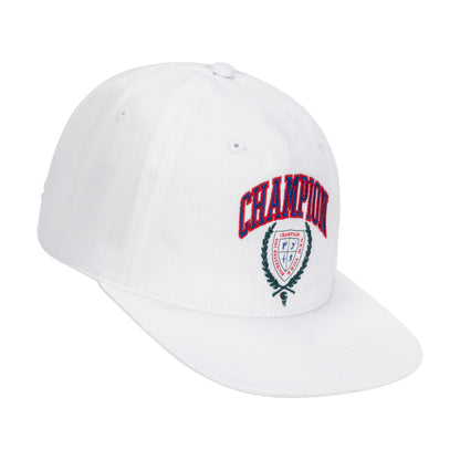 Champion Laurel Shield Flat Brim Adjustable Hat in White