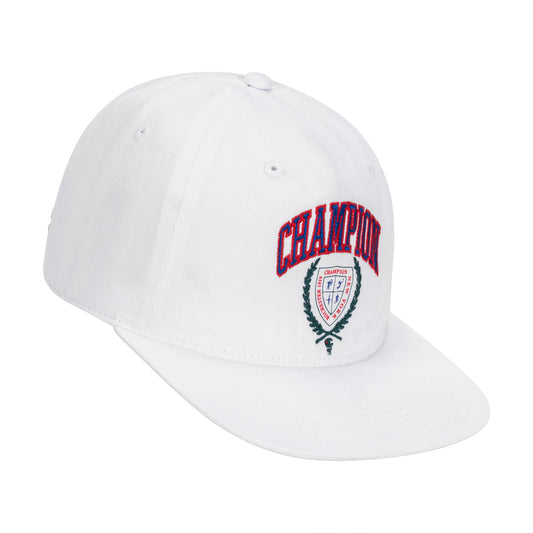 Champion Laurel Shield Flat Brim Adjustable Hat in White