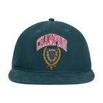 Champion Laurel Shield Flat Brim Adjustable Hat in Dark Green