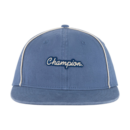 Champion Alt Script Flat Brim Adjustable Hat in Seven Seas Blue