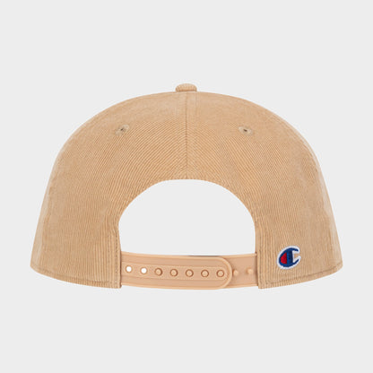 Pursuit Corduroy Adjustable Cap by Champion, displayed from the back, highlights its classic snapback closure and a small Champion logo patch on the right side.